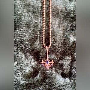 14K ROSE GOLD BEAD CHAIN w.14K ROSE GOLD SAPPHIRE ANCHOR ⚓️ PENDANT✨